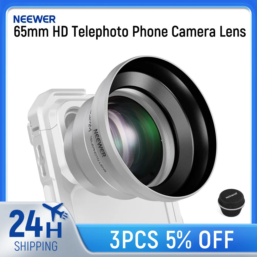 NEEWER 65 мм HD-телеобъектив для камеры телефона с блендой (серебристый), крепление для объектива с зумом 1,7X для задней панели с резьбой 17 мм
NEEWER 65 мм HD-телеобъектив для камеры телефона с блендой (серебристый), крепление для объектива с зумом 1,7X для задней панели с резьбой 17 мм