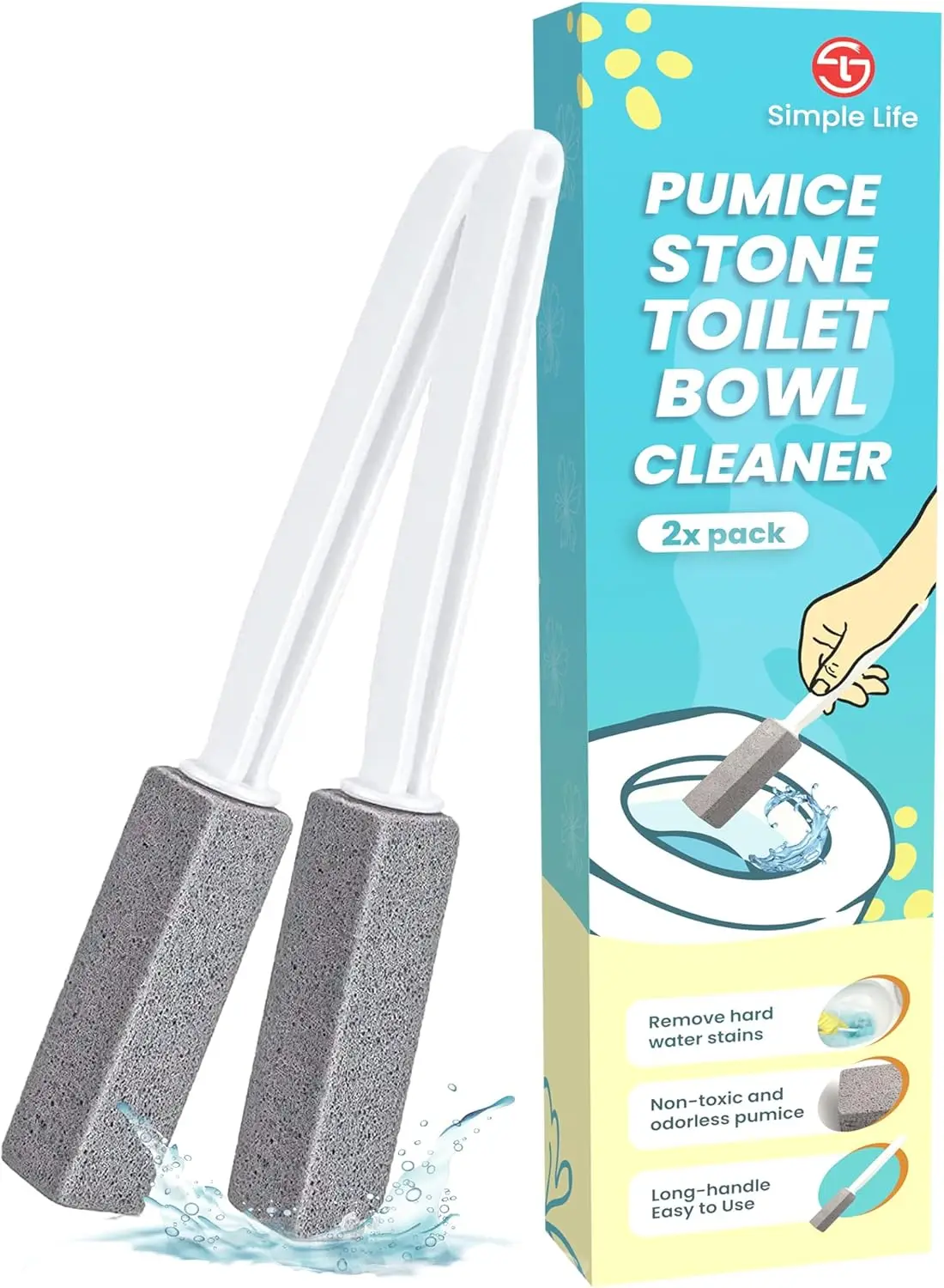 Extra Long Handle Pumice Stone Toilet Bowl Cleaner - Stain Remover for Toilets, Tiles, Grout & Pools, 2 Pack
Extra Long Handle Pumice Stone Toilet Bowl Cleaner - Stain Remover for Toilets, Tiles, Grout & Pools, 2 Pack
