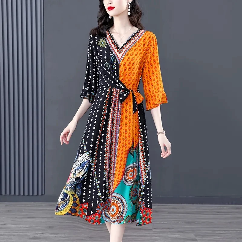 Printing Temperament Silk Fashion New Dress Women's 2025 Summer Holiday Style Waist Wrapped Young Beautifu Dress Female Vestidos
Printing Temperament Silk Fashion New Dress Women's 2025 Summer Holiday Style Waist Wrapped Young Beautifu Dress Female Vestidos