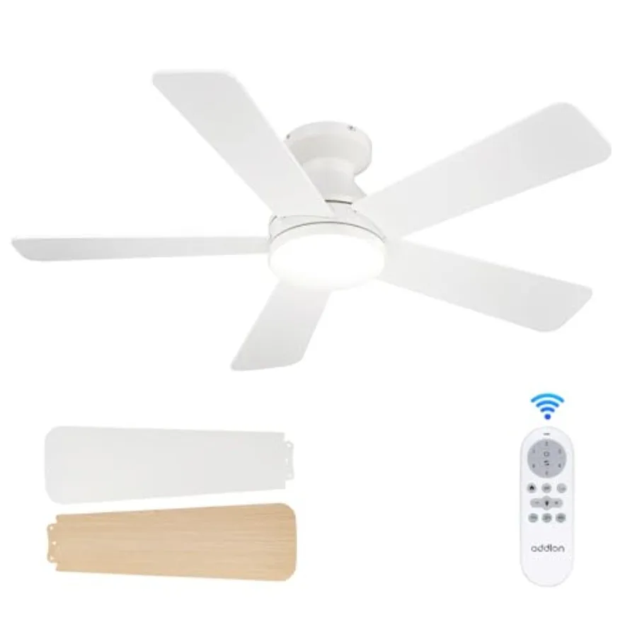 Bedroom indoor/outdoor ceiling fan with light, white ABS plastic, 42-inch low-profile flush mount, reversible quiet operation,
Bedroom indoor/outdoor ceiling fan with light, white ABS plastic, 42-inch low-profile flush mount, reversible quiet operation,