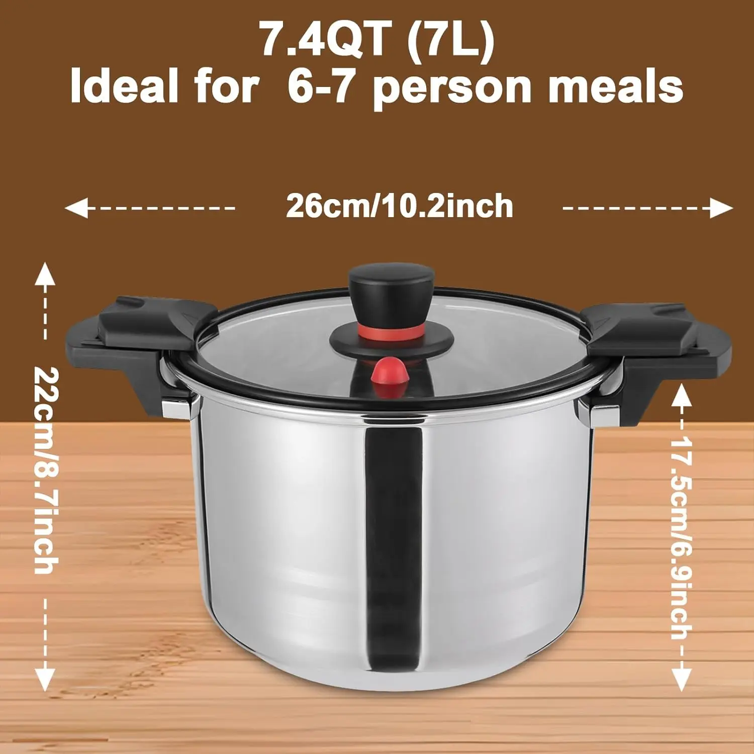 7L/7.4Qt Multifunctional Pressure Cooker, Stainless Steel 60Kpa Pressure Pot, Suitable for Gas Cookers, Induction Cookers
7L/7.4Qt Multifunctional Pressure Cooker, Stainless Steel 60Kpa Pressure Pot, Suitable for Gas Cookers, Induction Cookers