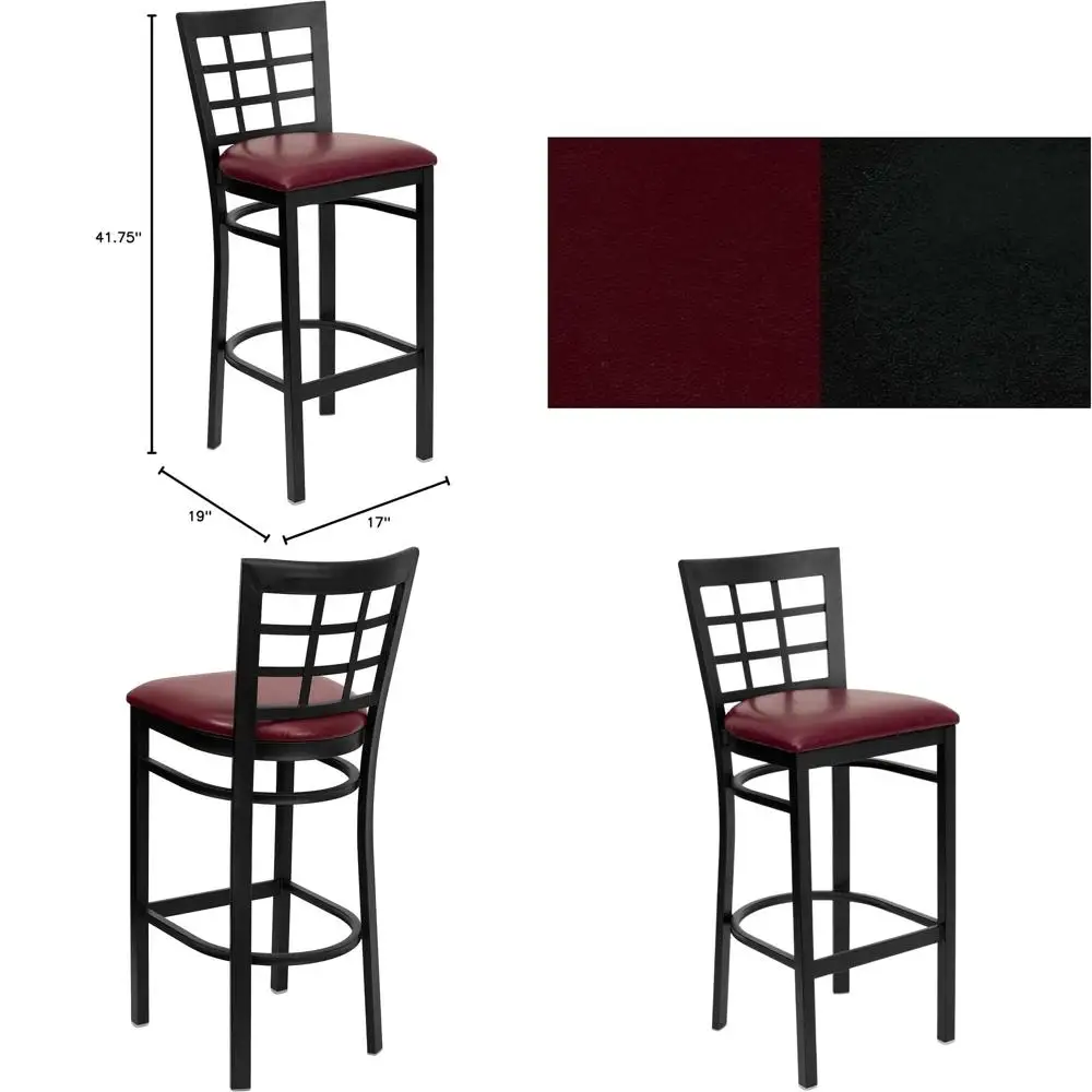 Black Metal Bar Stool with Burgundy Vinyl Seat - HERCULES Series Restaurant Furniture
Black Metal Bar Stool with Burgundy Vinyl Seat - HERCULES Series Restaurant Furniture