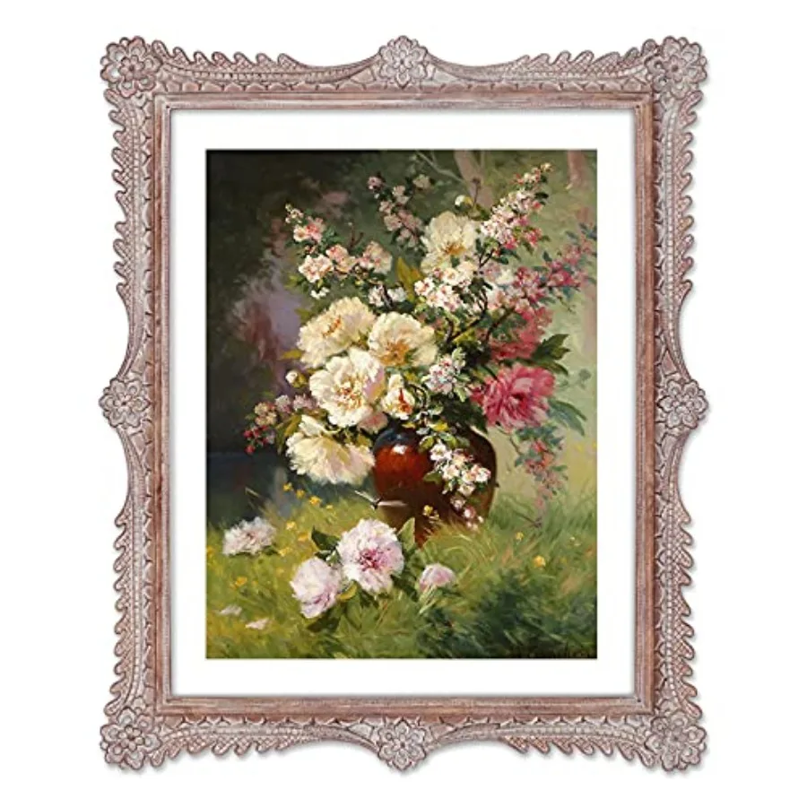 Фоторамка 11x14 с паспарту, винтажная, с резными цветочными узорами и решетчатым орнаментом, для фотографий 8x10
Фоторамка 11x14 с паспарту, винтажная, с резными цветочными узорами и решетчатым орнаментом, для фотографий 8x10