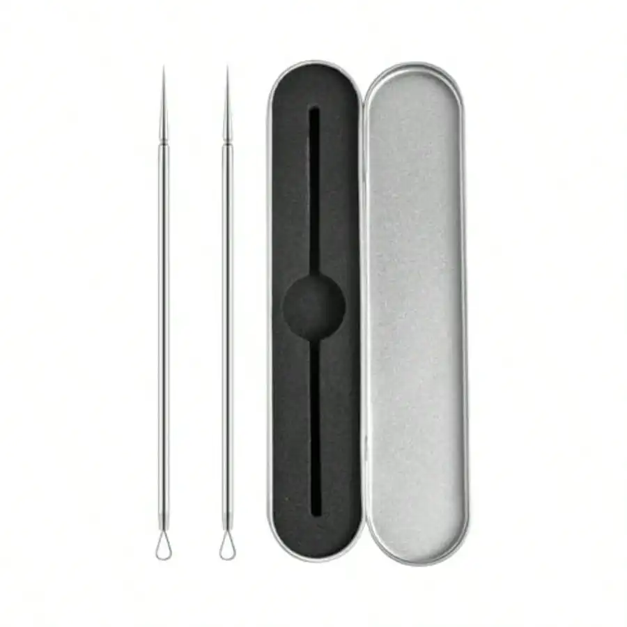 Acne Treatment Tool: Stainless Steel Silver 2 Pcs Pimple Popper Needle For Blackhead And Whitehead Extraction
Acne Treatment Tool: Stainless Steel Silver 2 Pcs Pimple Popper Needle For Blackhead And Whitehead Extraction