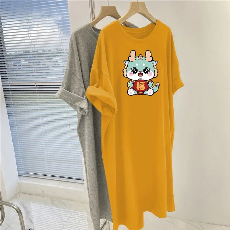 Summer Women Clothing Vintage Straight Dresses, Cartoon Printed O-neck Knee Length Tunic, Casual Loose Pullovers Pullovers Dress
Summer Women Clothing Vintage Straight Dresses, Cartoon Printed O-neck Knee Length Tunic, Casual Loose Pullovers Pullovers Dress