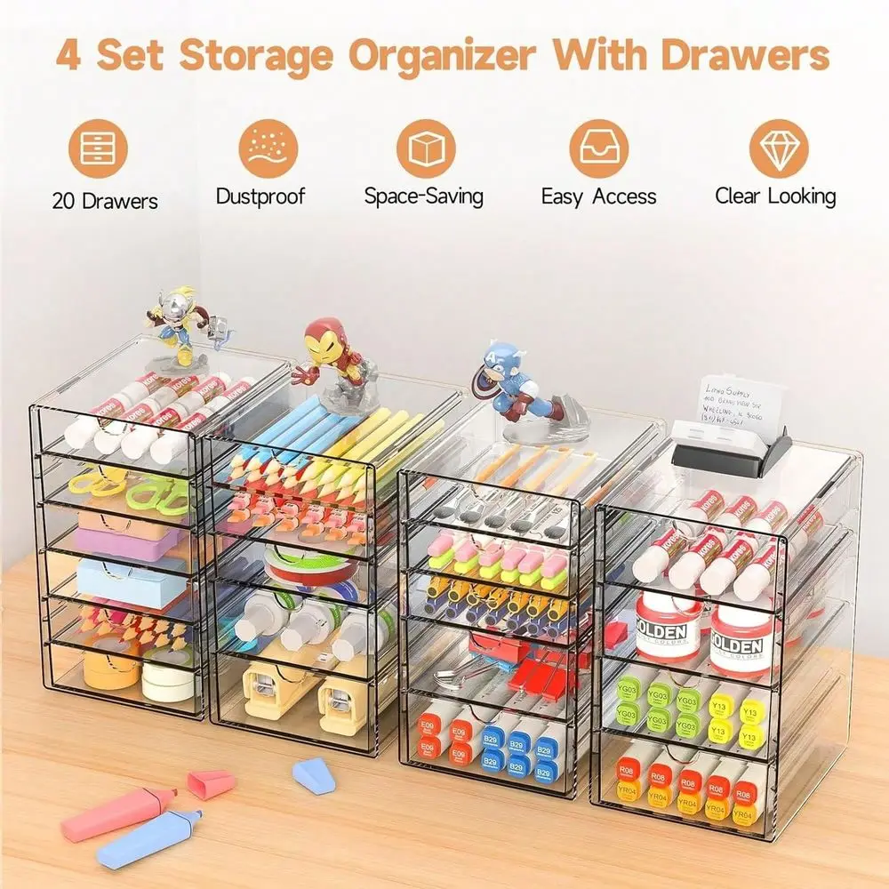 Makeup Drawer Storage Organizer With 20 Drawers, 4 Set Acrylic Office Desk Organization And Storage, Dustproof Drawer Organizer
Makeup Drawer Storage Organizer With 20 Drawers, 4 Set Acrylic Office Desk Organization And Storage, Dustproof Drawer Organizer