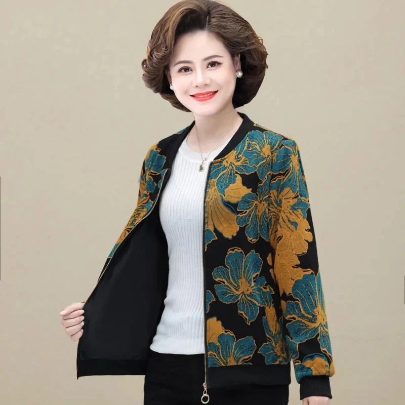 Elegant Floral Print Women's Zippered Jacket Casual Spring Autumn Outerwear With Pockets And Classic Crew Neck Design
Elegant Floral Print Women's Zippered Jacket Casual Spring Autumn Outerwear With Pockets And Classic Crew Neck Design