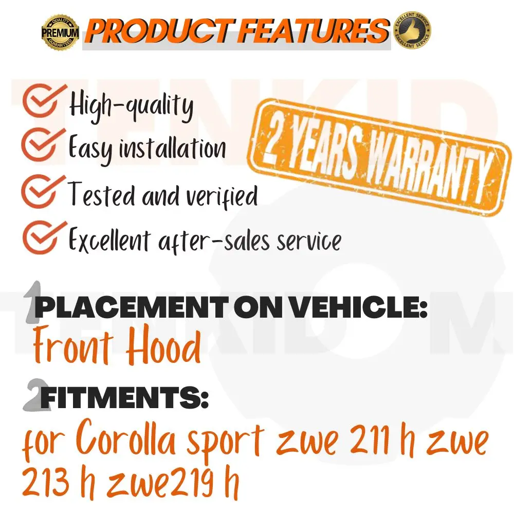 Front Hood Struts for Corolla sport zwe 211 h zwe 213 h zwe219 h NRE 214 Shock Lift Supports Bonnet Gas Dampers Springs No-Drill
Front Hood Struts for Corolla sport zwe 211 h zwe 213 h zwe219 h NRE 214 Shock Lift Supports Bonnet Gas Dampers Springs No-Drill