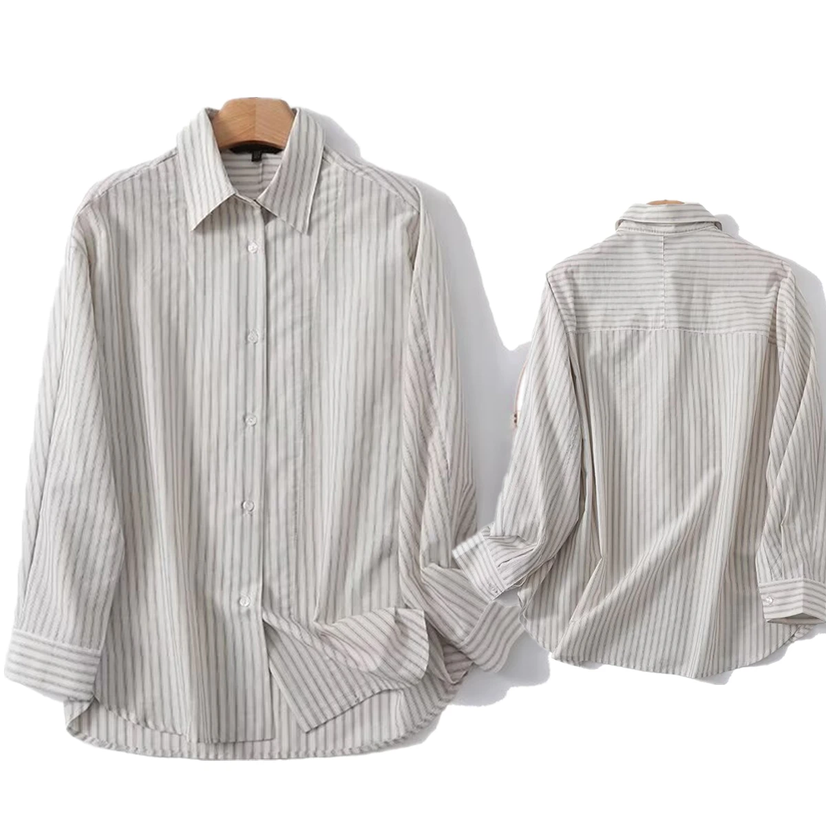 Withered Minimalist Retro Striped Shirt For Women French Elegant Cotton Long Sleeved Shirt For Women Loose Blouse Tops
Withered Minimalist Retro Striped Shirt For Women French Elegant Cotton Long Sleeved Shirt For Women Loose Blouse Tops