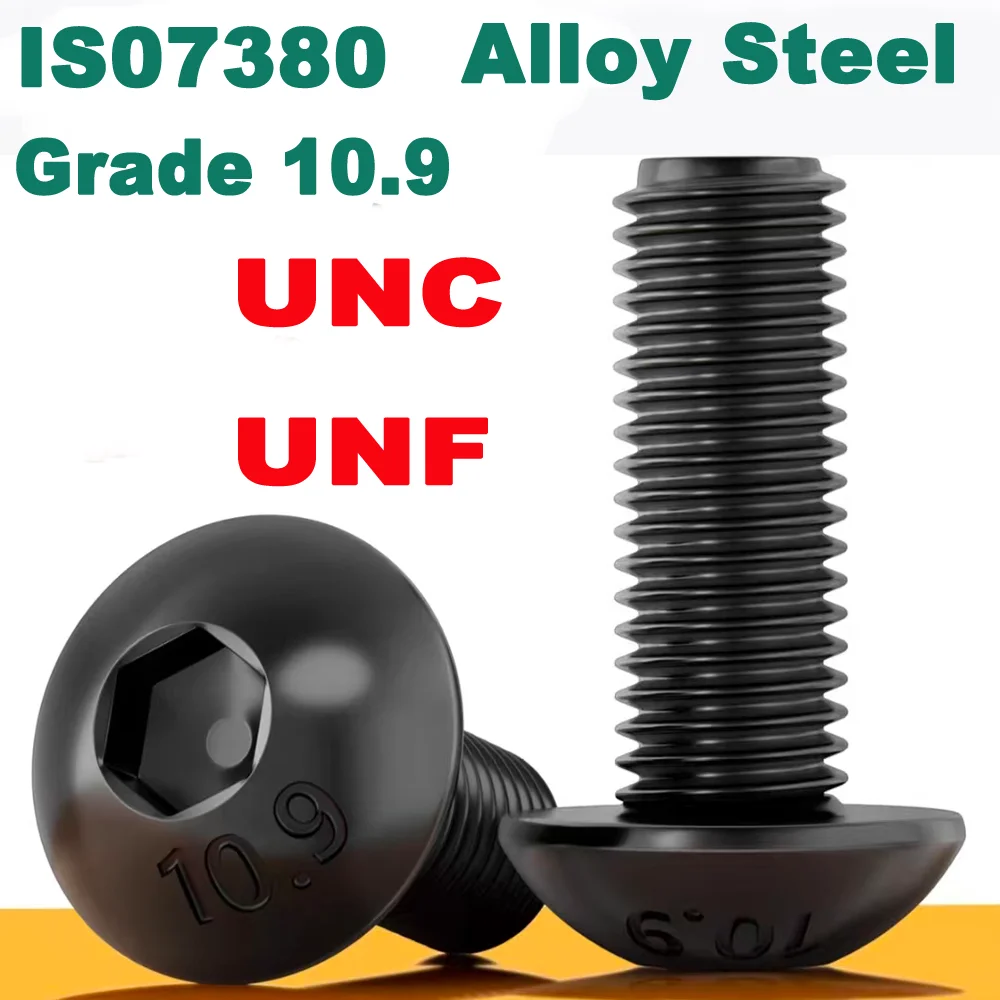 ISO7380 Mushroom Allen Key Bolts Grade 10.9 Alloy Steel Hex Socket Button Head Screws UNC UNF 1/4-1/2
ISO7380 Mushroom Allen Key Bolts Grade 10.9 Alloy Steel Hex Socket Button Head Screws UNC UNF 1/4-1/2