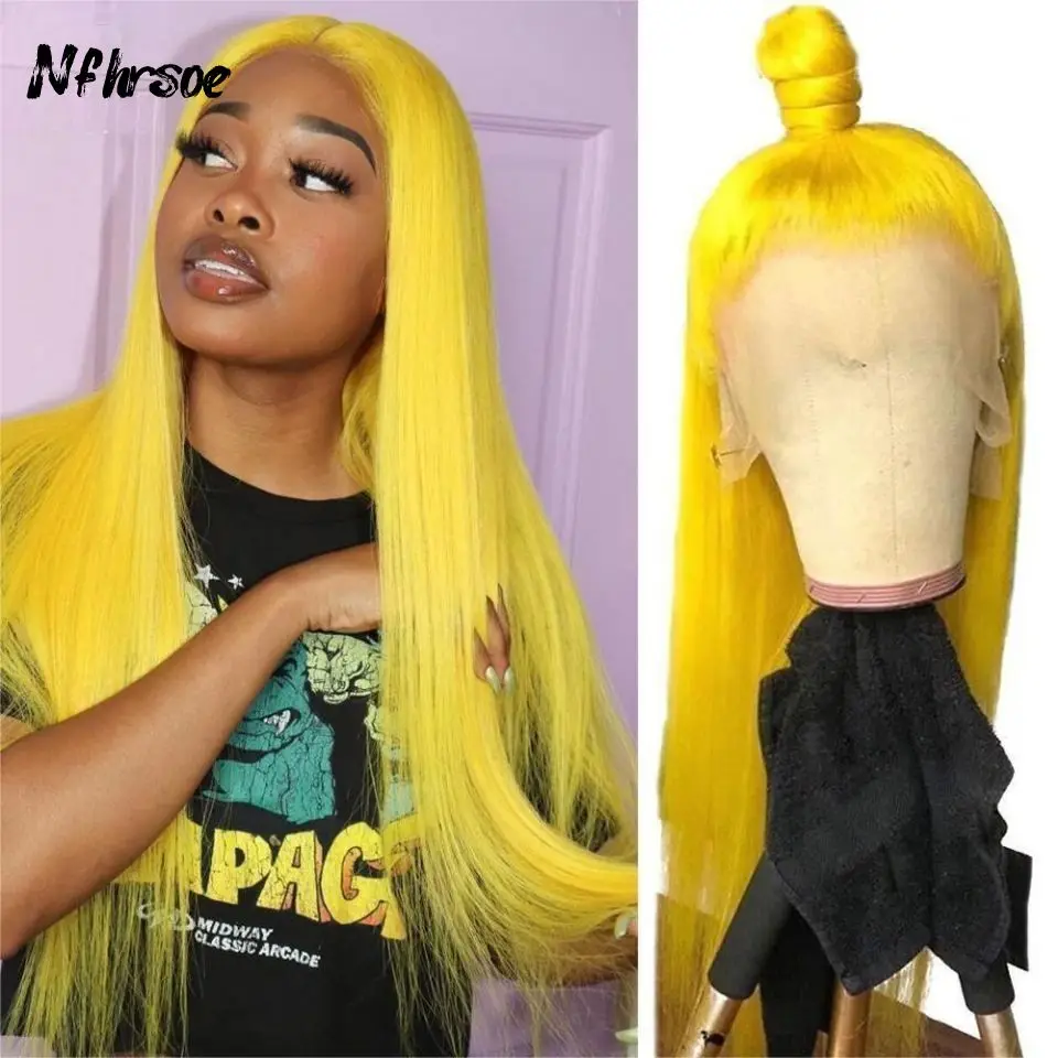 Yellow Long Straight Brazilian Colored Human Hair Wig High Quality Cosplay Transparent 13x4 Lace Frontal Wigs Pre Plucked
Yellow Long Straight Brazilian Colored Human Hair Wig High Quality Cosplay Transparent 13x4 Lace Frontal Wigs Pre Plucked