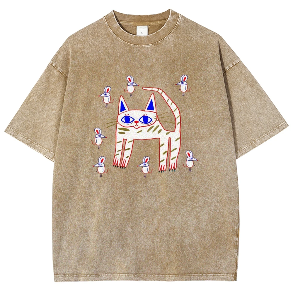 Casual Loose Plus Size Women's T-Shirt Cute Lines Mechanical Kitten and Mouse Print Short-Sleeved Cotton Top Tee
Casual Loose Plus Size Women's T-Shirt Cute Lines Mechanical Kitten and Mouse Print Short-Sleeved Cotton Top Tee