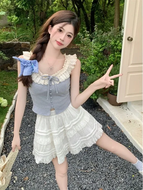 plus Size Lace Trim Camisole Tank Top with Sash Knot Pure Desire Style Summer New Slimming Design Korean Version
plus Size Lace Trim Camisole Tank Top with Sash Knot Pure Desire Style Summer New Slimming Design Korean Version