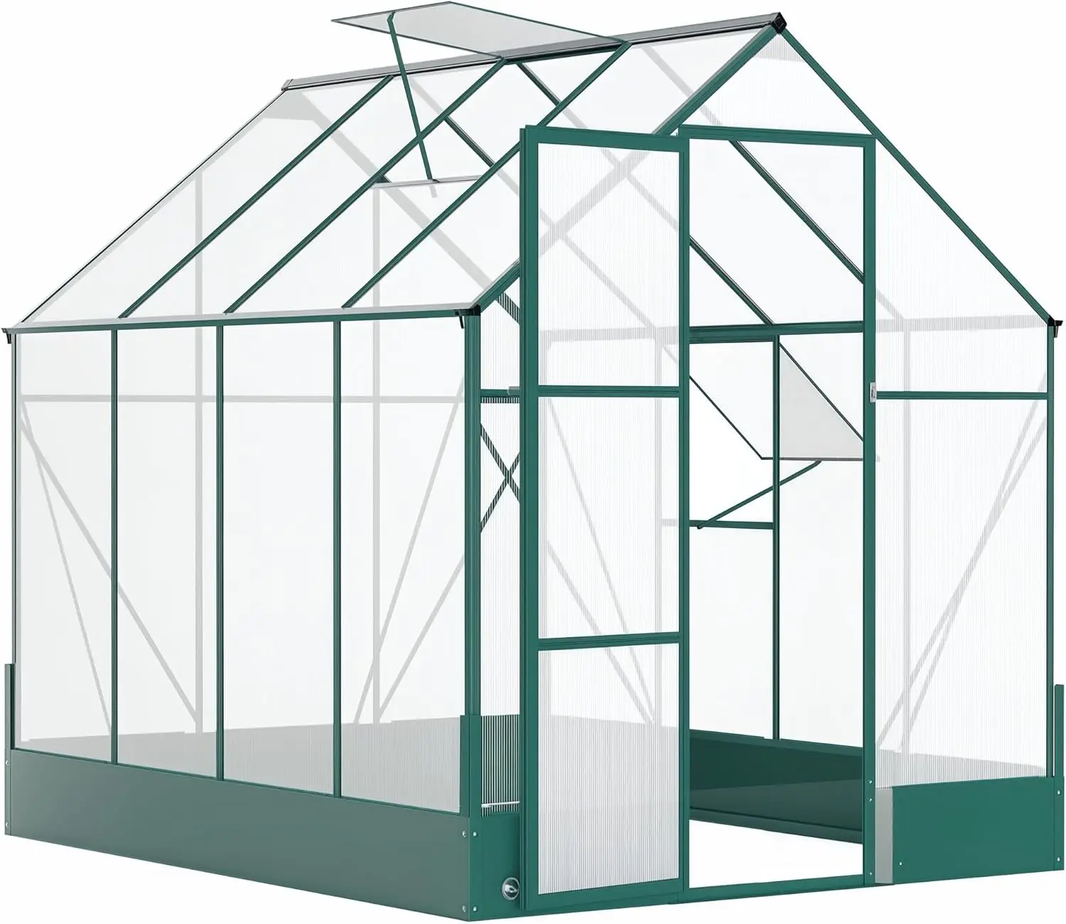 8' x 6' Greenhouse for Outdoors, Polycarbonate Greenhouse with Roof Vent and Rain Gutter, Aluminum
8' x 6' Greenhouse for Outdoors, Polycarbonate Greenhouse with Roof Vent and Rain Gutter, Aluminum