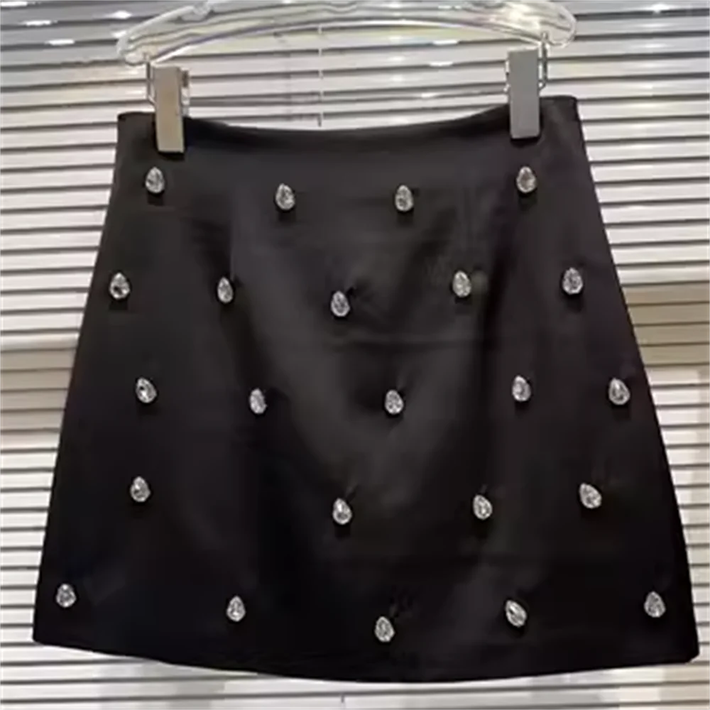 New water drop drill nail bead black skirt girl cotton A line skirt short diamond women
New water drop drill nail bead black skirt girl cotton A line skirt short diamond women