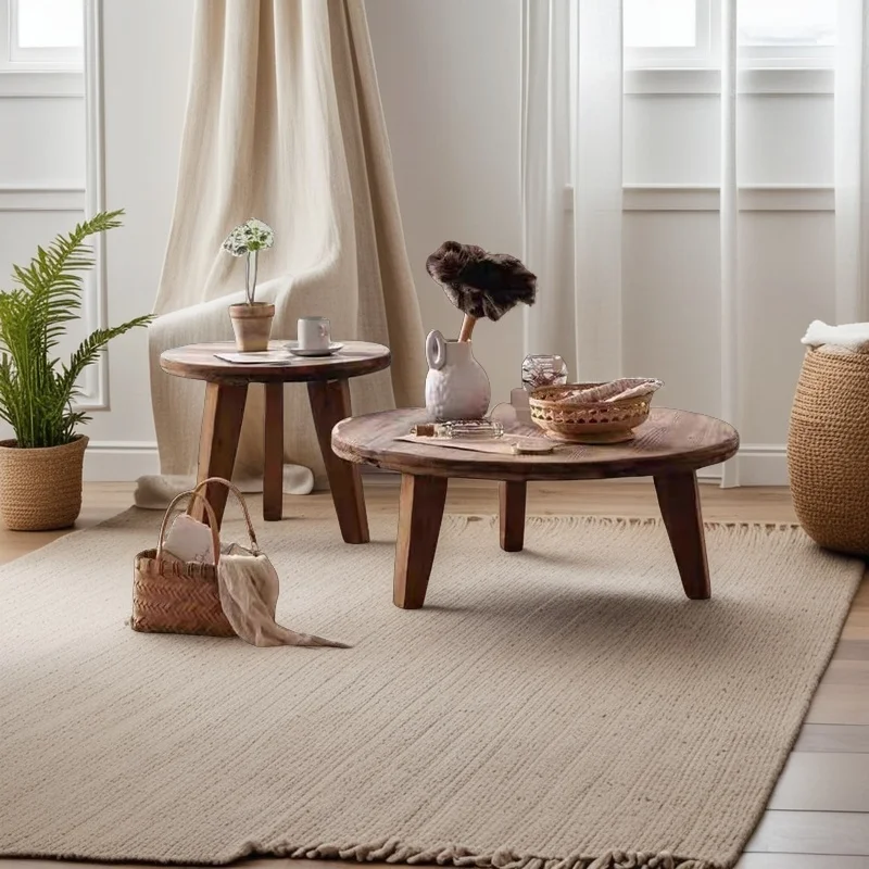 Solid Wood Round Coffee Table, Wabi-Sabi Living Room Side Table, Pine Tea Table Set, Balcony Ottoman
Solid Wood Round Coffee Table, Wabi-Sabi Living Room Side Table, Pine Tea Table Set, Balcony Ottoman