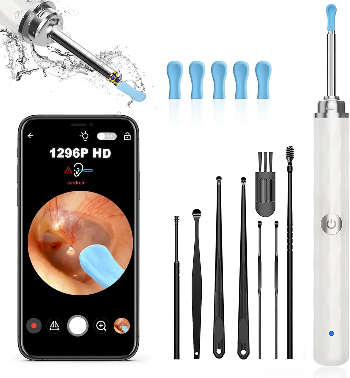 Ear Wax Removal Otoscope 1296P HD Camera with 6 LED Lights, 6 Ear Spoons, White, for iPhone & Android
Ear Wax Removal Otoscope 1296P HD Camera with 6 LED Lights, 6 Ear Spoons, White, for iPhone & Android