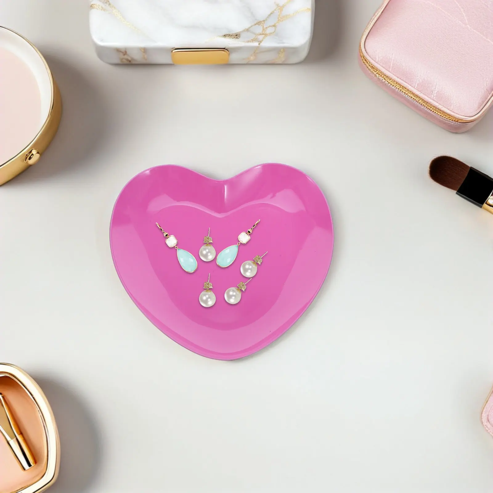 4Pcs Heart Jewelry Tray Pink Stainless Steel Ring Display Earring Dish Necklace Organizer Perfume Vanity Tray Trinket Dish
4Pcs Heart Jewelry Tray Pink Stainless Steel Ring Display Earring Dish Necklace Organizer Perfume Vanity Tray Trinket Dish