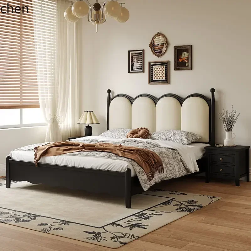 HT Retro Solid Wood Bed Vintage Style Master Bedroom Double Bed Modern Simple Black Upholstered Bed
HT Retro Solid Wood Bed Vintage Style Master Bedroom Double Bed Modern Simple Black Upholstered Bed