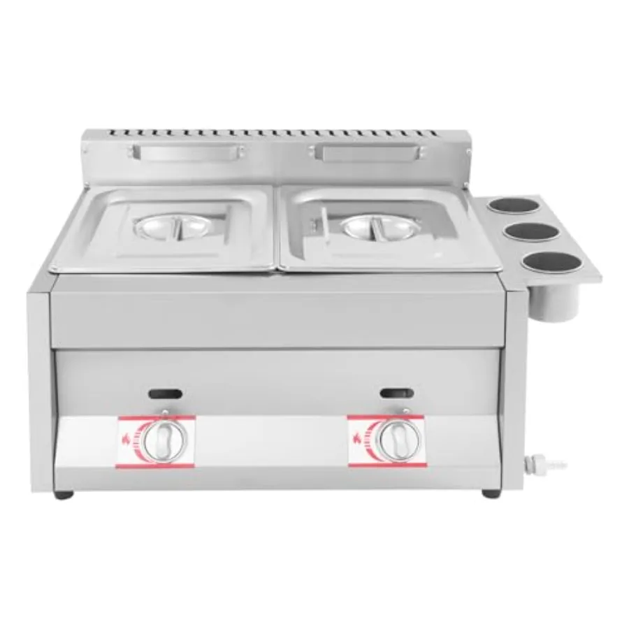 Commercial Gas Dual Deep Fryer 12L Stainless Steel Countertop Fryer with Dual Tanks Removable Side Holder and 2 Filter Baskets
Commercial Gas Dual Deep Fryer 12L Stainless Steel Countertop Fryer with Dual Tanks Removable Side Holder and 2 Filter Baskets