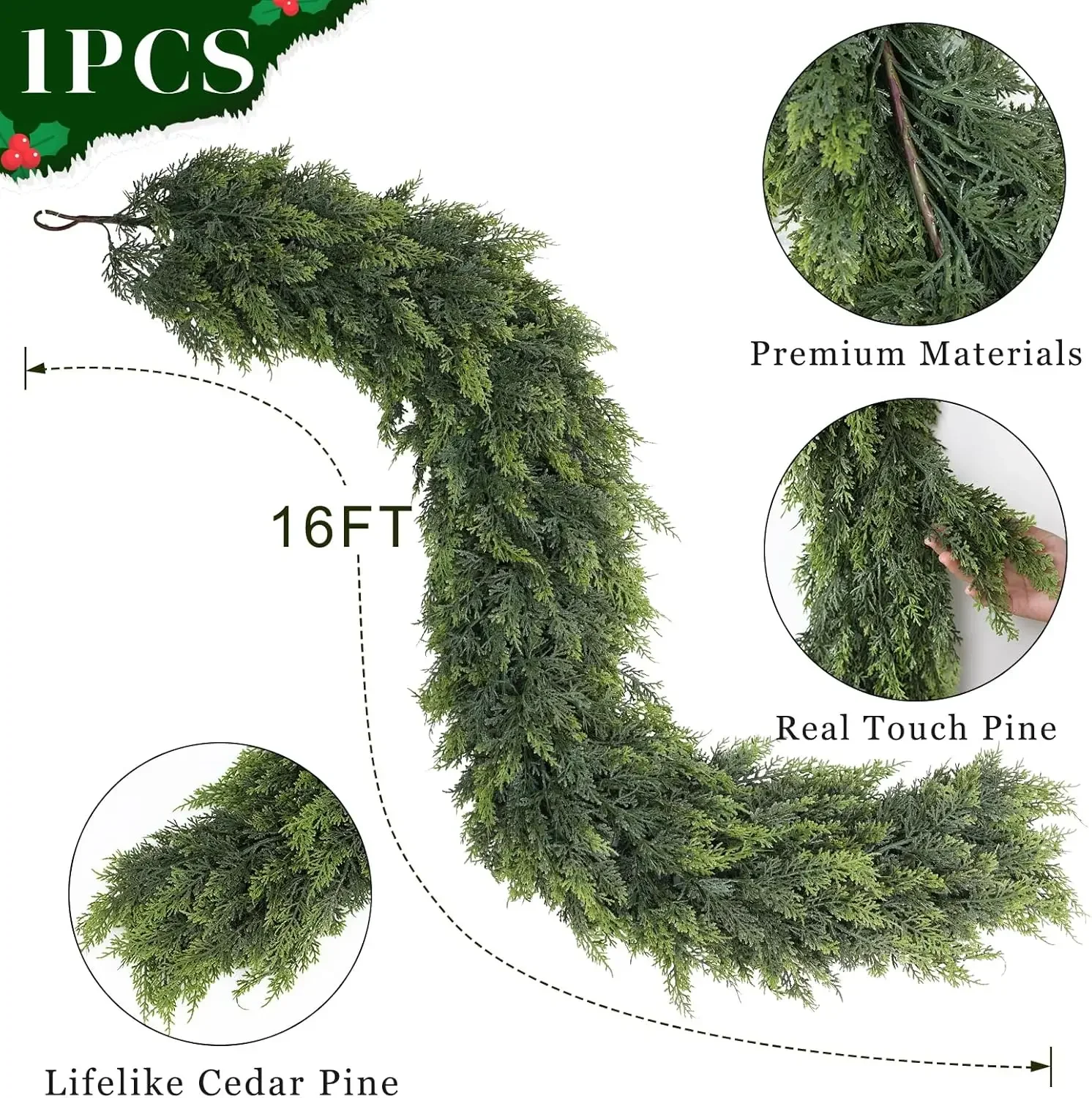 Real Touch Cedar Garland - Artificial Christmas Garlands Faux Green Cedar Fake Pine Needles Garland for Fireplace,Table, Stairs
Real Touch Cedar Garland - Artificial Christmas Garlands Faux Green Cedar Fake Pine Needles Garland for Fireplace,Table, Stairs