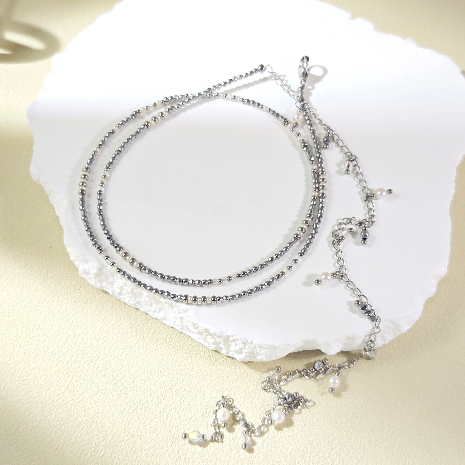 Lii Ji Silver Hematite 2mm Beads Stainless Steel Necklace 49+25cm Natural Stone Handmade Jewelry
Lii Ji Silver Hematite 2mm Beads Stainless Steel Necklace 49+25cm Natural Stone Handmade Jewelry