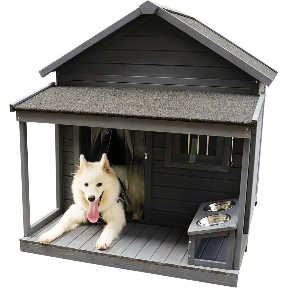 Outdoor Large Dog House with Balcony and Asphalt Roof - Insulated with Windproof Curtain, Food Bowl, and Cozy Mat - Durable, Win
Outdoor Large Dog House with Balcony and Asphalt Roof - Insulated with Windproof Curtain, Food Bowl, and Cozy Mat - Durable, Win