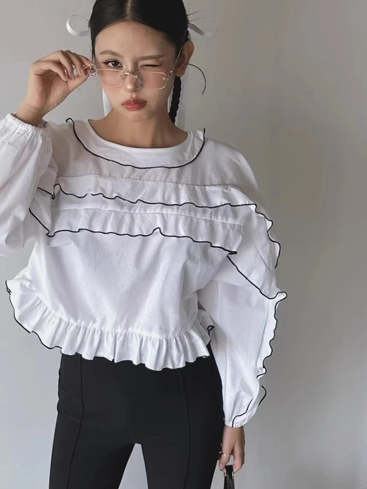 Gagarich Korean Chic Spring Niche Design Sense Round Neck Contrasting Color Lace Loose Versatile Short Sleeved Shirt Top Women
Gagarich Korean Chic Spring Niche Design Sense Round Neck Contrasting Color Lace Loose Versatile Short Sleeved Shirt Top Women