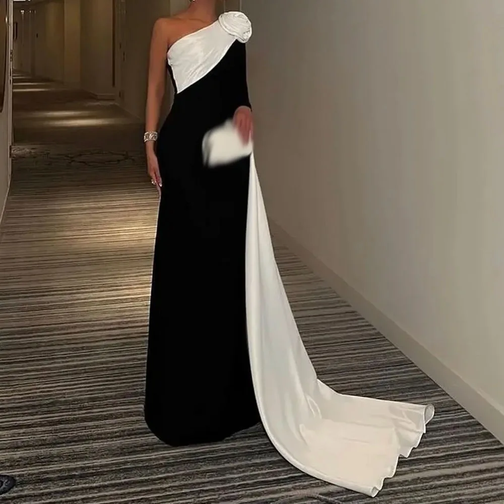 Customized A-Line Prom Dresses Floor-Lengt One-Shoulder Full Sleeve Evening Gown Fashion Flowers Simple Draped Party Gown
Customized A-Line Prom Dresses Floor-Lengt One-Shoulder Full Sleeve Evening Gown Fashion Flowers Simple Draped Party Gown