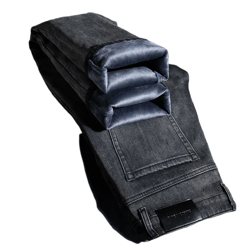 2025 Winter Men's Fleece Jeans Thickened Warm Velvet Comfortable Loose Straight Denim Pants Classic Black Gray Trousers Brand
2025 Winter Men's Fleece Jeans Thickened Warm Velvet Comfortable Loose Straight Denim Pants Classic Black Gray Trousers Brand