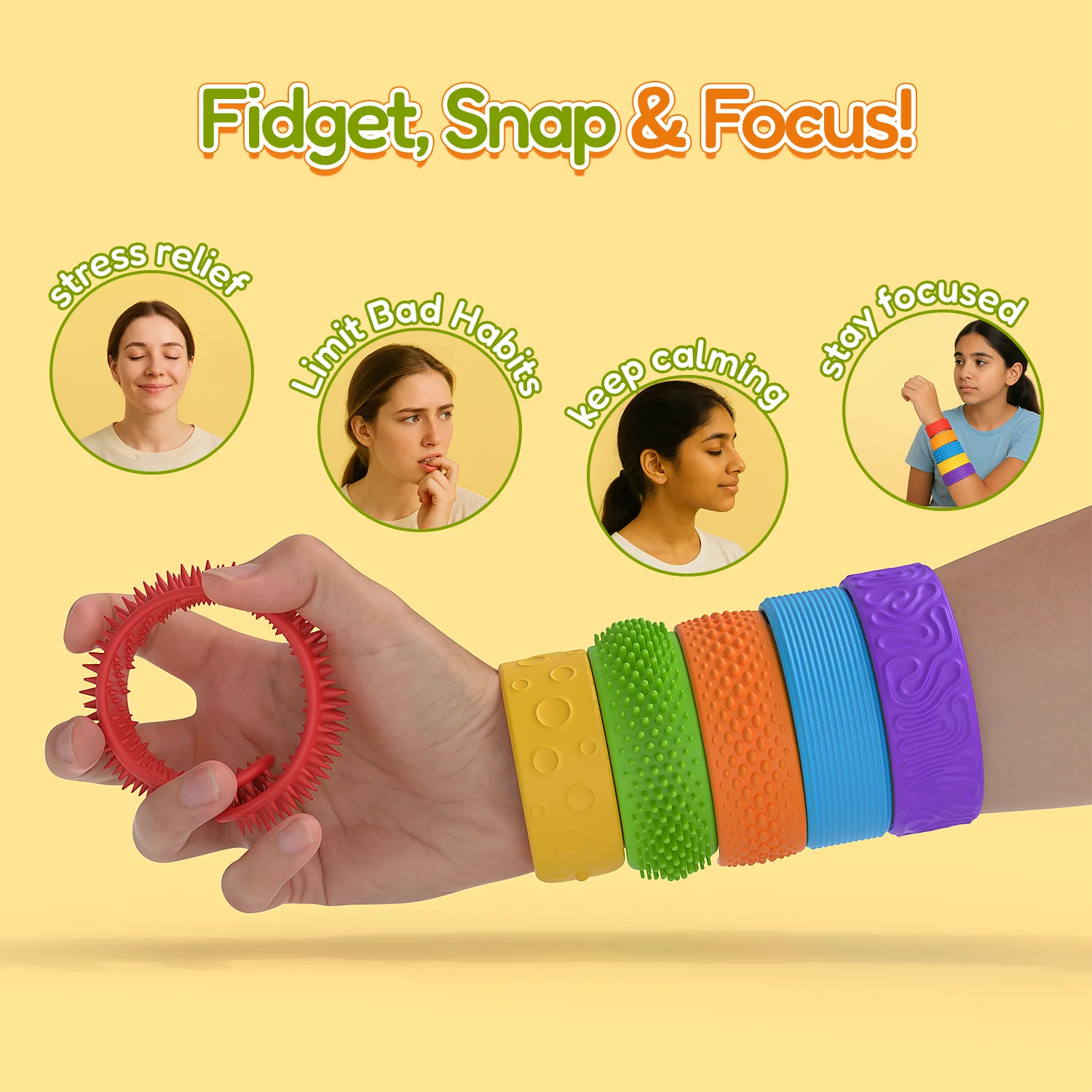 6pcs Silicone Sensory Toys For Kids Autism Calming Sensory Toy Fidget Toys Slap Bracelets Textured For Special Needs Fidgets
6pcs Silicone Sensory Toys For Kids Autism Calming Sensory Toy Fidget Toys Slap Bracelets Textured For Special Needs Fidgets