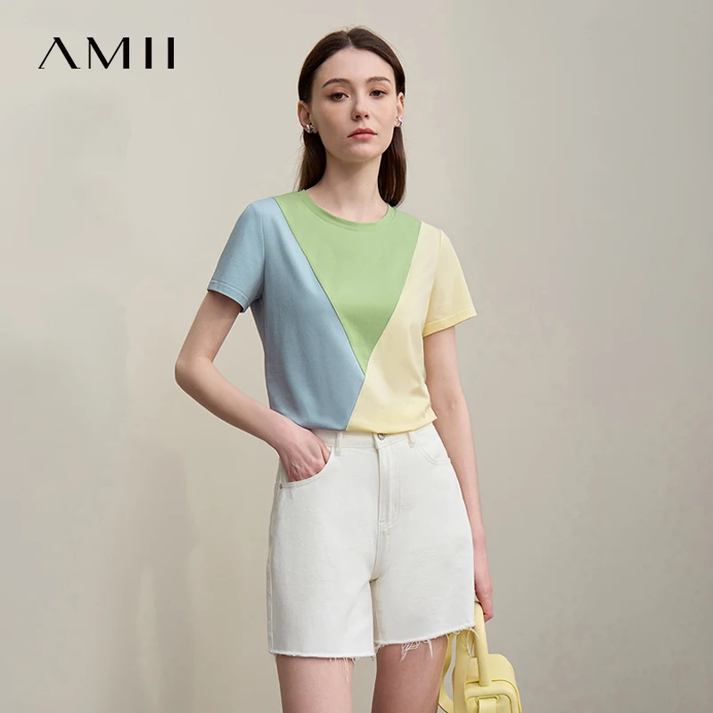 Amii O-Neck Women's T-Shirt 2026 Summer New Stretch Cotton Tee Color Block Versatile Casual Straight Short Sleeve Tops 12622177
Amii O-Neck Women's T-Shirt 2026 Summer New Stretch Cotton Tee Color Block Versatile Casual Straight Short Sleeve Tops 12622177