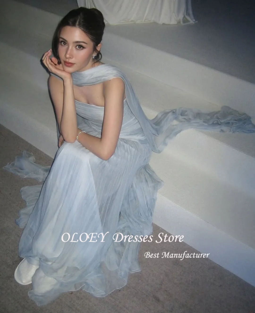 OLOEY Elegant Blue Strapless Pleat Evening Dress A line Chiffon Party Dress Floor Length Formal Occasion Dress Customized
OLOEY Elegant Blue Strapless Pleat Evening Dress A line Chiffon Party Dress Floor Length Formal Occasion Dress Customized