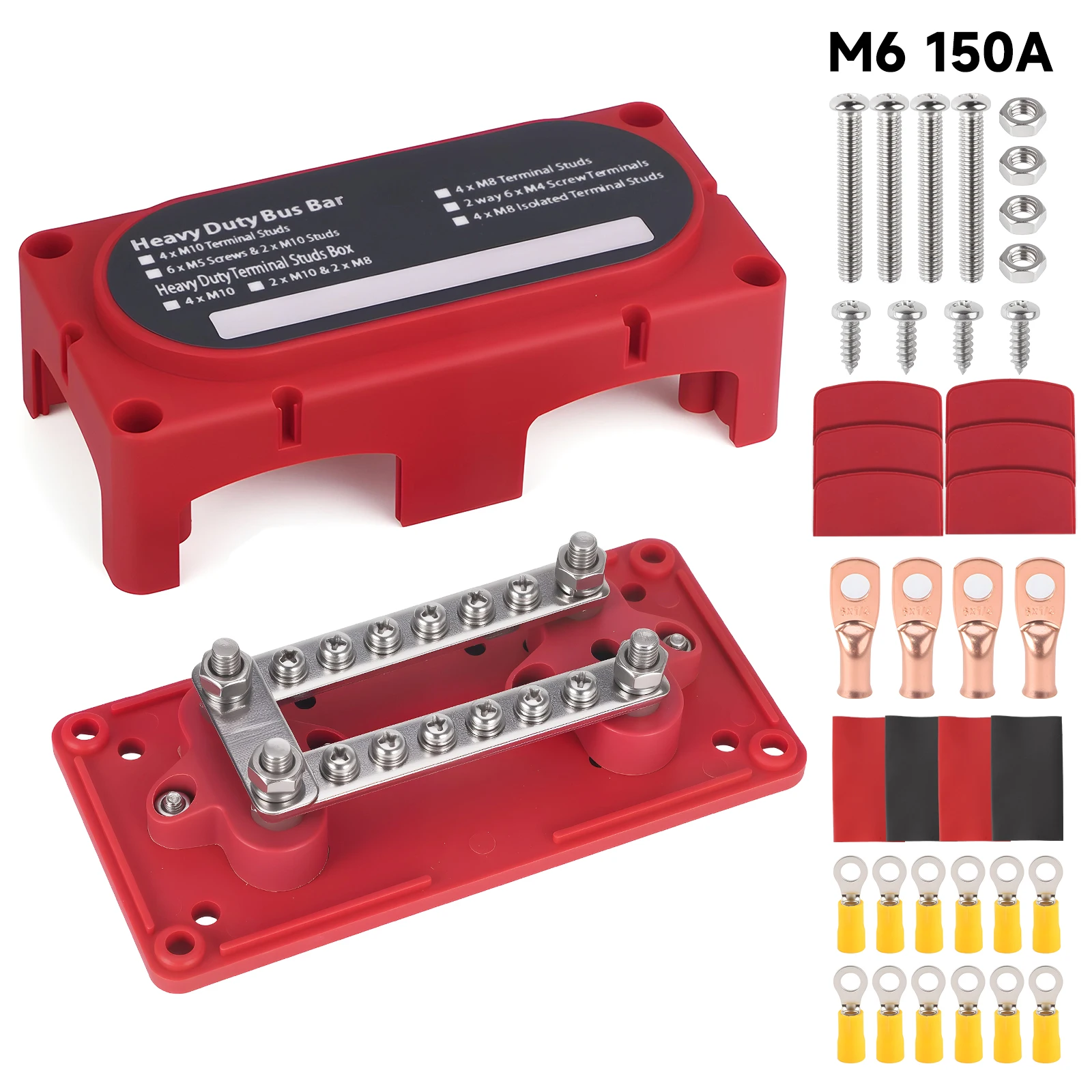 M6 M8 Terminal Studs 48V 300A Power Distribution Terminal Block Heavy Duty Busbar Copper Electric Bus Bar for Car RV Truck Boat
M6 M8 Terminal Studs 48V 300A Power Distribution Terminal Block Heavy Duty Busbar Copper Electric Bus Bar for Car RV Truck Boat
