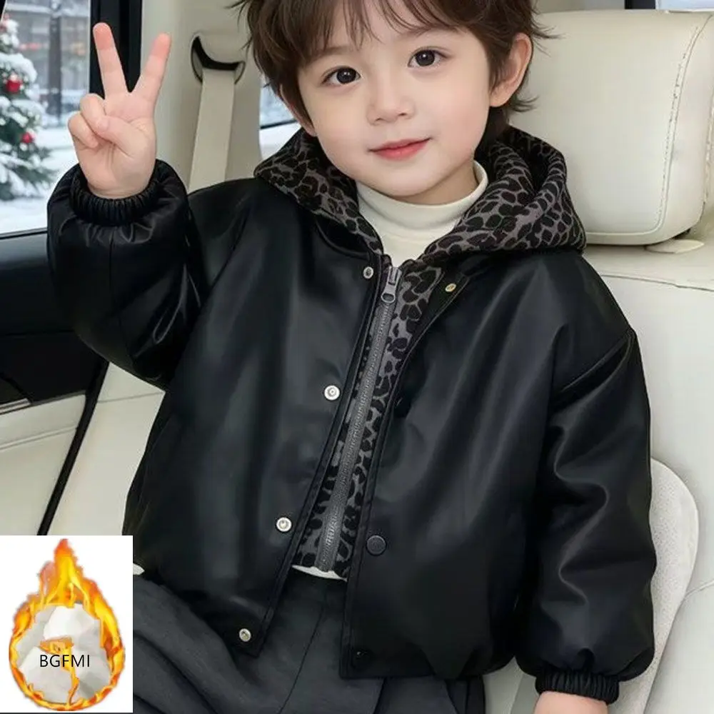 2-10Y Boys Autumn and Winter Korean Fashion Patchwork Leopard Print Leather Jacket 2026 New Children's Velvet Motorcycle Jacket
2-10Y Boys Autumn and Winter Korean Fashion Patchwork Leopard Print Leather Jacket 2026 New Children's Velvet Motorcycle Jacket