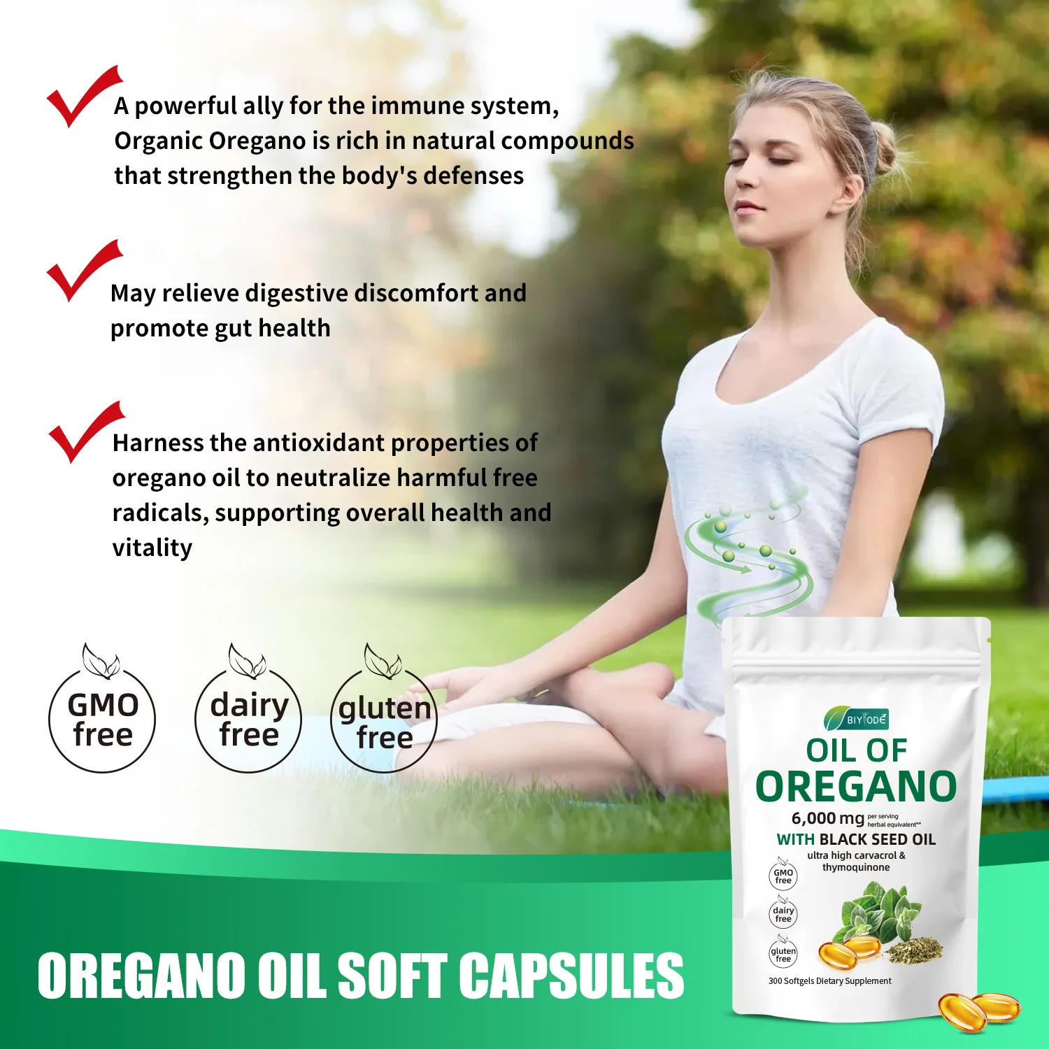 Oil of Oregano Softgels 6000mg - 2 in 1 Formulated with Black Seed Oil 200mg - Plant Based, Non-GMO & Immune Support 300 Count
Oil of Oregano Softgels 6000mg - 2 in 1 Formulated with Black Seed Oil 200mg - Plant Based, Non-GMO & Immune Support 300 Count