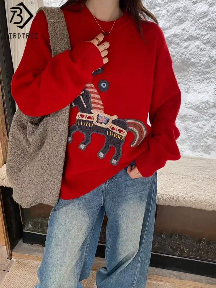 Birdtree, вязаный свитер из 100% чистой шерсти, женские рождественские топы с вышивкой, рубашка с длинными рукавами, зимний мягкий пуловер 2025 T5D518JF
Birdtree, вязаный свитер из 100% чистой шерсти, женские рождественские топы с вышивкой, рубашка с длинными рукавами, зимний мягкий пуловер 2025 T5D518JF