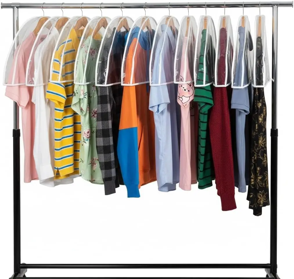 Clear Vinyl Shoulder Covers for Clothes, Set of 12, Breathable Garment Bags with 2" Gusset, 24"x12"x2"
Clear Vinyl Shoulder Covers for Clothes, Set of 12, Breathable Garment Bags with 2" Gusset, 24"x12"x2"