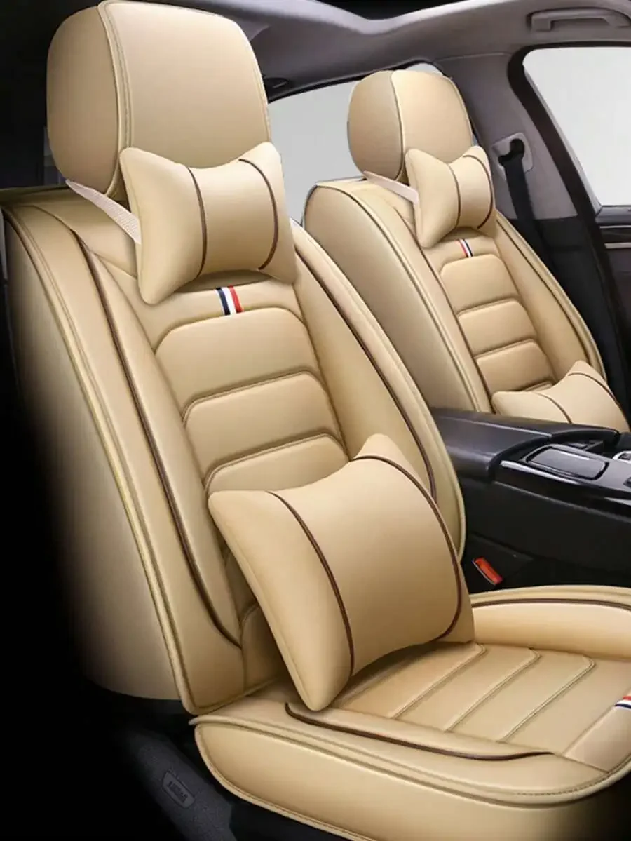 5-Piece Universal Car Seat Covers Set Beige PU Leatherette With Neck Lumbar Pillows All Season
5-Piece Universal Car Seat Covers Set Beige PU Leatherette With Neck Lumbar Pillows All Season