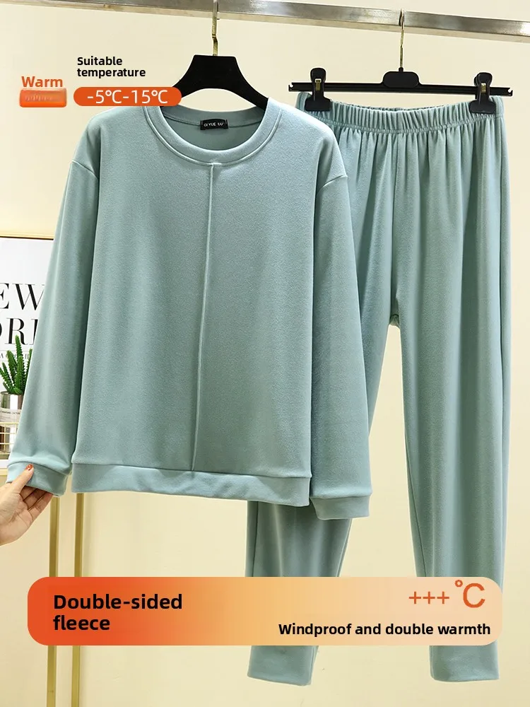 Thickened Fleece Pajamas Set round Neck Long Sleeve Long Pants Casual Home Clothes Women's Winter Sleepwear Two-Piece Suit
Thickened Fleece Pajamas Set round Neck Long Sleeve Long Pants Casual Home Clothes Women's Winter Sleepwear Two-Piece Suit