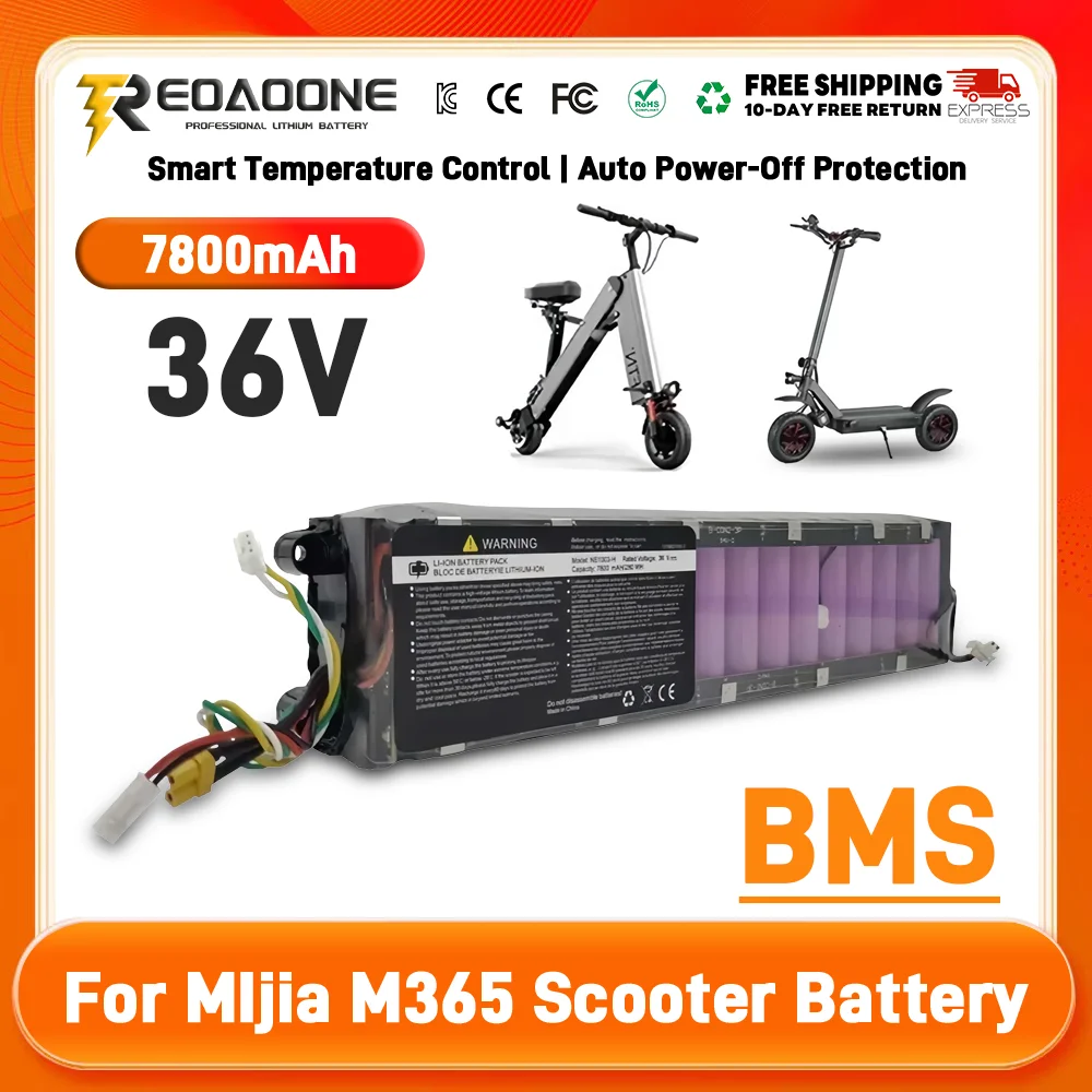36V 18650 Li-ion Battery 7.8Ah Suitable For MiJia M365 Scooter Batterypack, Electric Scooter, Waterproof Bluetooth Communication
36V 18650 Li-ion Battery 7.8Ah Suitable For MiJia M365 Scooter Batterypack, Electric Scooter, Waterproof Bluetooth Communication
