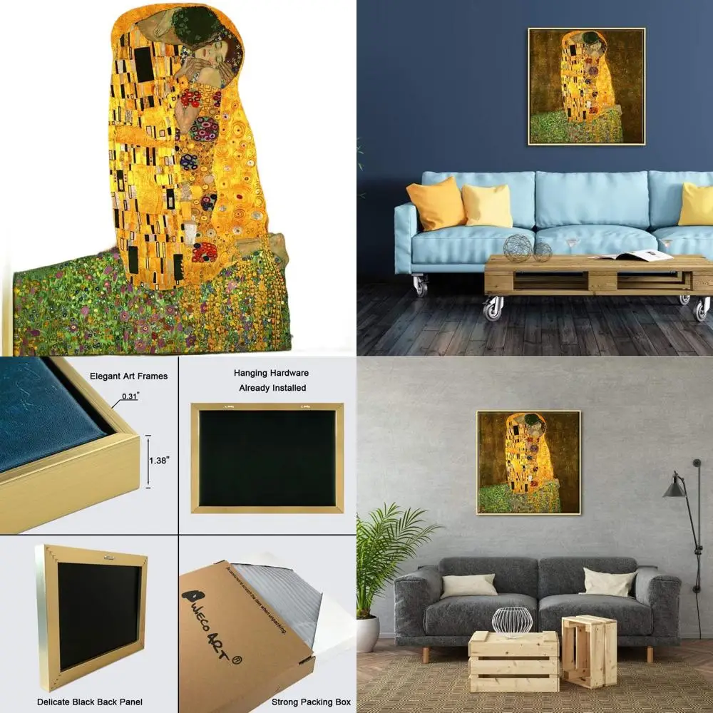 Gustav Klimt's 'The Kiss' Art Reproduction - Modern Giclee Canvas with Golden Frame for Home Decor
Gustav Klimt's 'The Kiss' Art Reproduction - Modern Giclee Canvas with Golden Frame for Home Decor
