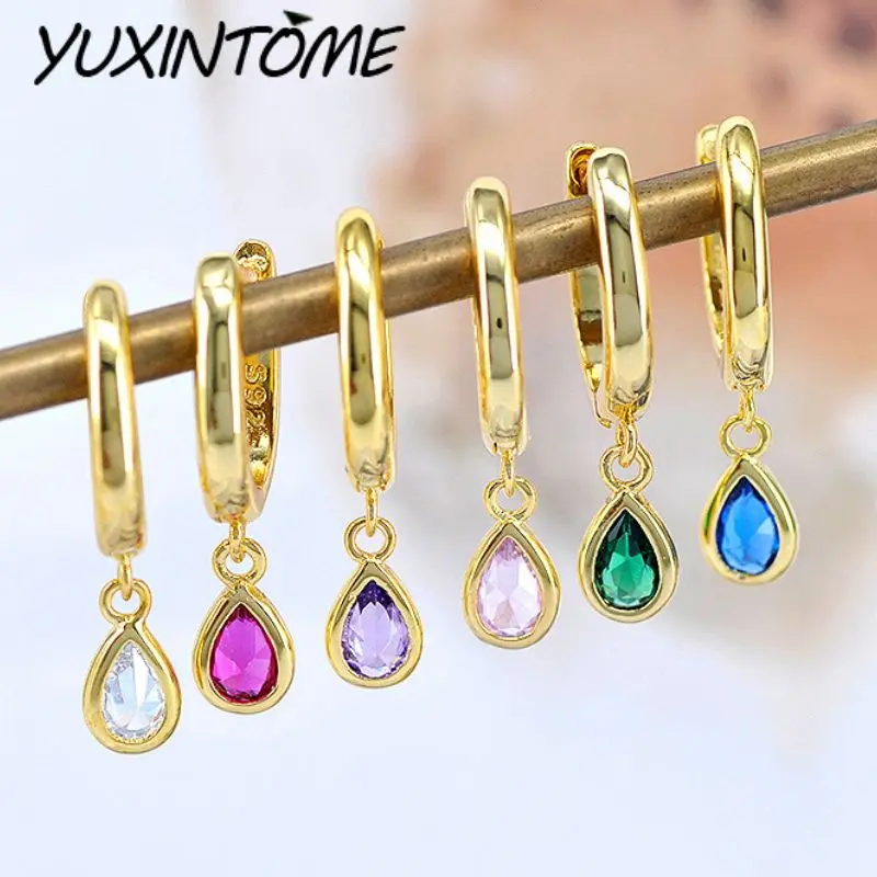 925 Sterling Silver Ear Needle Classic Simple Water Drop Colored Zircon Pendant Earrings Women's Valentine's Day Jewelry Gifts 
925 Sterling Silver Ear Needle Classic Simple Water Drop Colored Zircon Pendant Earrings Women's Valentine's Day Jewelry Gifts
