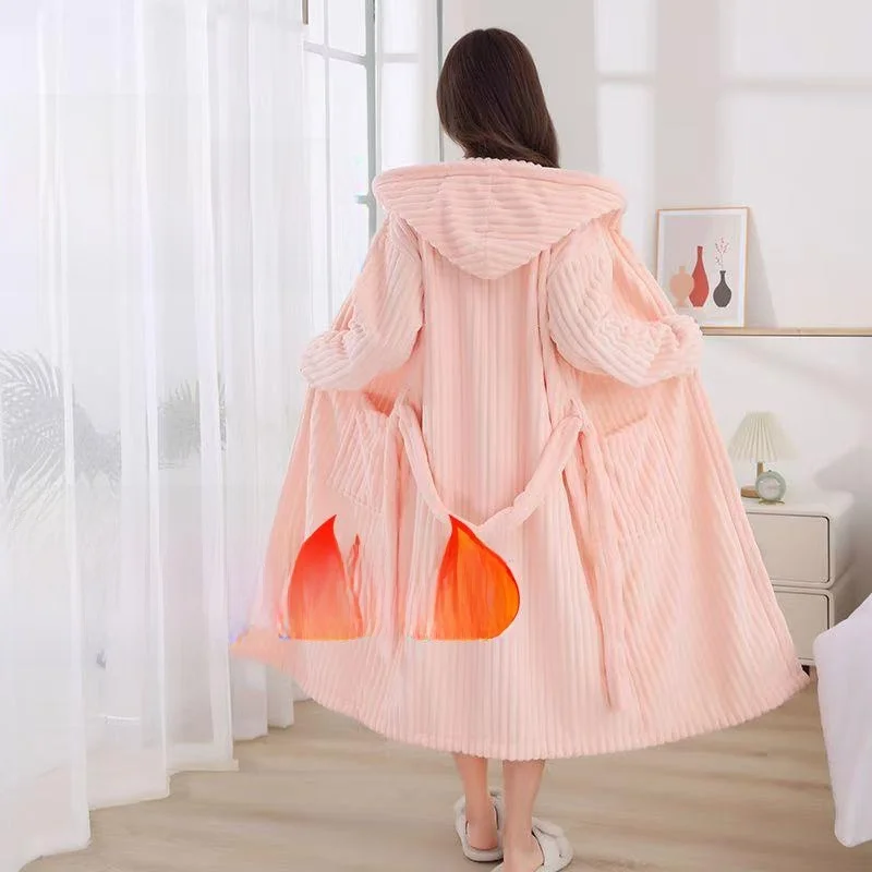 New Candy Stripe Coral Fleece Bathrobe Women's Home Use Bathing Gown Thick Plush Soft Sleepwear Home Clothes Polyester Fiber
New Candy Stripe Coral Fleece Bathrobe Women's Home Use Bathing Gown Thick Plush Soft Sleepwear Home Clothes Polyester Fiber