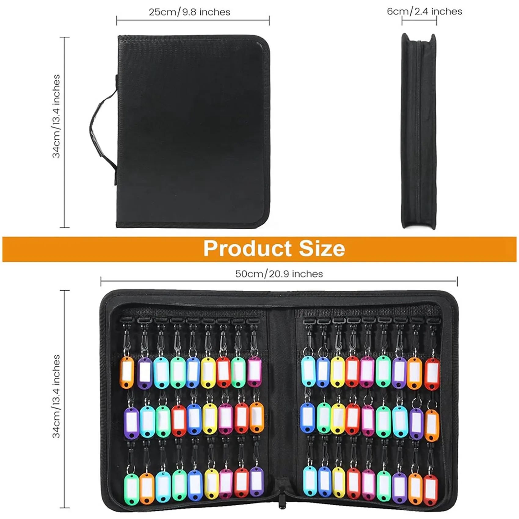 ABBP-2X Zippered Key Case, Portable Key Organizer With Handle, Waterproof & Fireproof Key Binder With 54 Hooks And Tags
ABBP-2X Zippered Key Case, Portable Key Organizer With Handle, Waterproof & Fireproof Key Binder With 54 Hooks And Tags