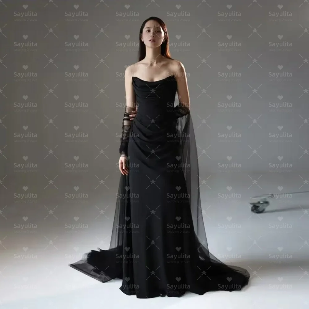 Sayulita Strapless Prom Dresses Ruched Long Sheath Black Birthday Party Evening Dress with Tulle Shawls 원피스 여름 Customized
Sayulita Strapless Prom Dresses Ruched Long Sheath Black Birthday Party Evening Dress with Tulle Shawls 원피스 여름 Customized