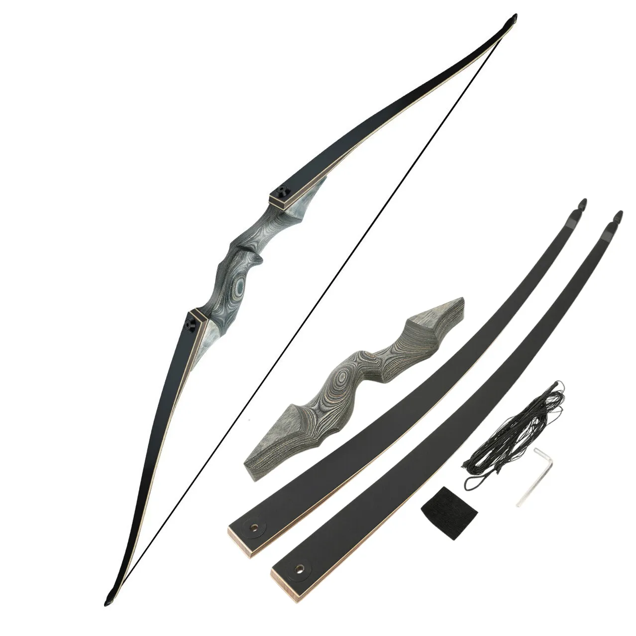 20-60lbs Black Hunter Takedown Bow 60" Longbow Wooden Bow Archery Hunting Shooting Bow Riser 15''
20-60lbs Black Hunter Takedown Bow 60" Longbow Wooden Bow Archery Hunting Shooting Bow Riser 15''