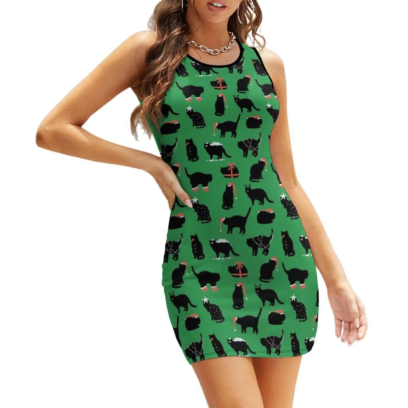 Christmas black cats. Sleeveless Sundress party dresses women dress for women 2025 women's evening dresses cute dress 
Christmas black cats. Sleeveless Sundress party dresses women dress for women 2025 women's evening dresses cute dress