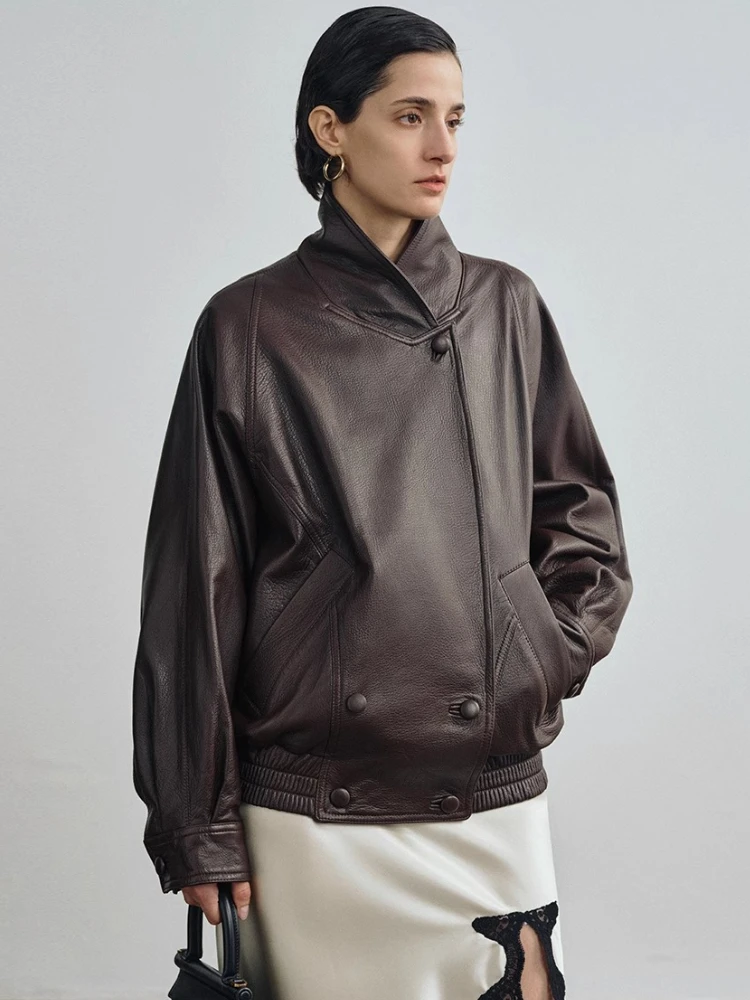 Vintage Genuine Leather Jackets for Women Spring Autumn High-end Solid Simple Double Breasted Loose Soft Real Sheepskin Coat
Vintage Genuine Leather Jackets for Women Spring Autumn High-end Solid Simple Double Breasted Loose Soft Real Sheepskin Coat
