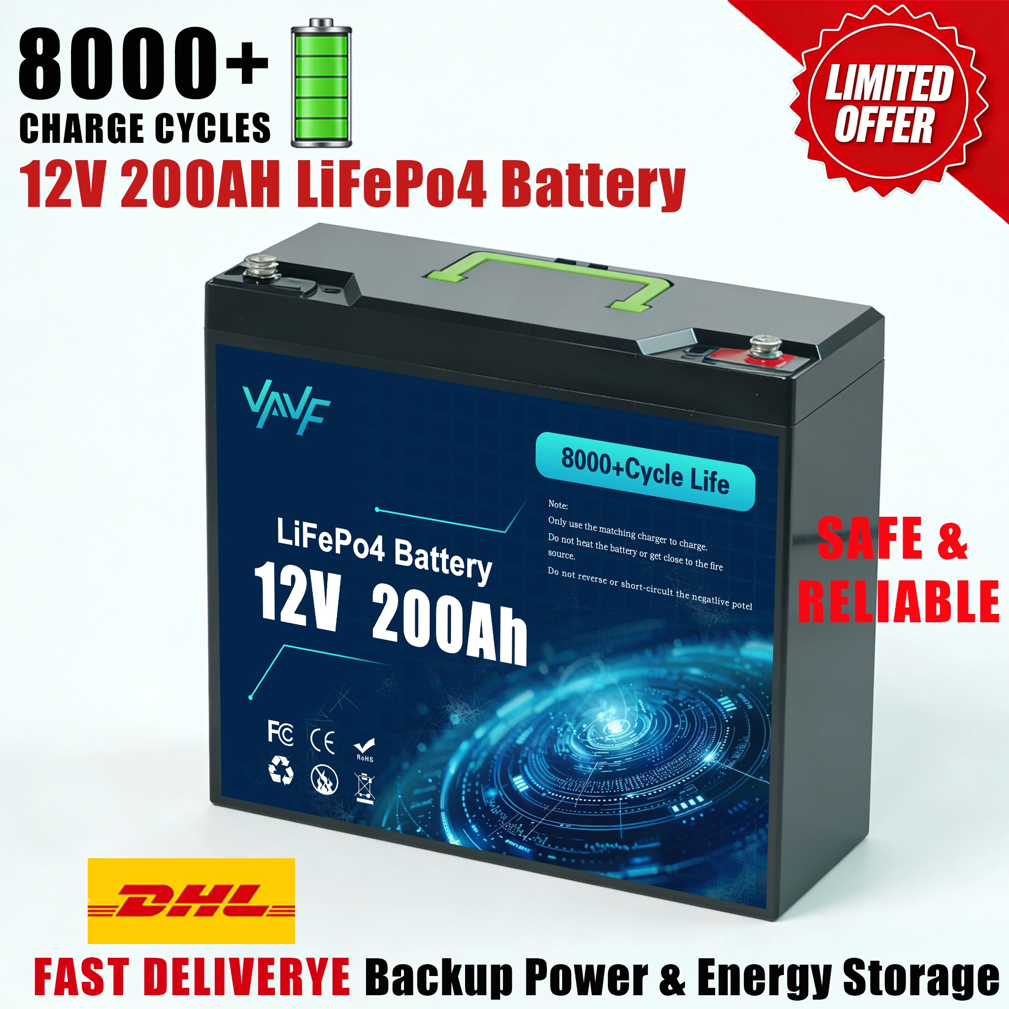Аккумулятор LiFePO4 200 Ач 12 В, перезаряжаемый для фосфатных аккумуляторов с BMS Для UPS, надежных систем для автодомов, автономных систем, морского применения и солнечных энергосистем
Аккумулятор LiFePO4 200 Ач 12 В, перезаряжаемый для фосфатных аккумуляторов с BMS Для UPS, надежных систем для автодомов, автономных систем, морского применения и солнечных энергосистем